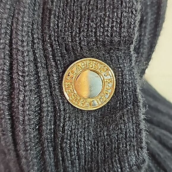 Sweater by Lauren Ralph Lauren Turtleneck Snap Goldtone Hardware Black Size L - Picture 6 of 6